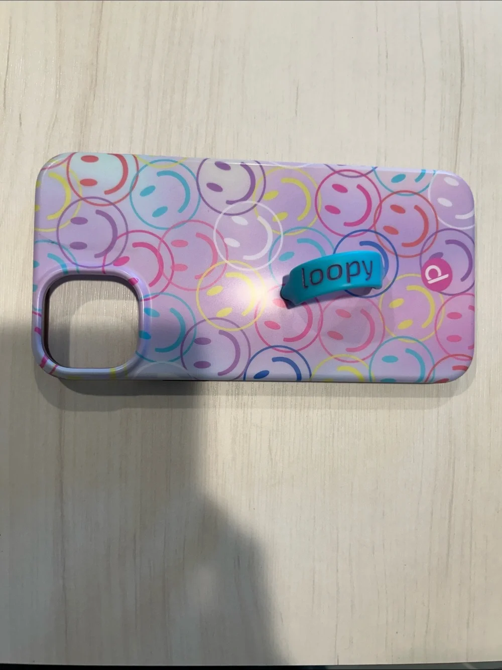 Loopy Case Pink Multicolor Smiley Phone Case with Blue Loop (St. Jude collection